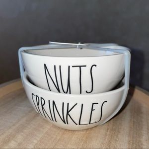 Rae Dunn NUTS & SPRINKLES Set of 2 Ceramic Mini Bowls BRAND NEW!!